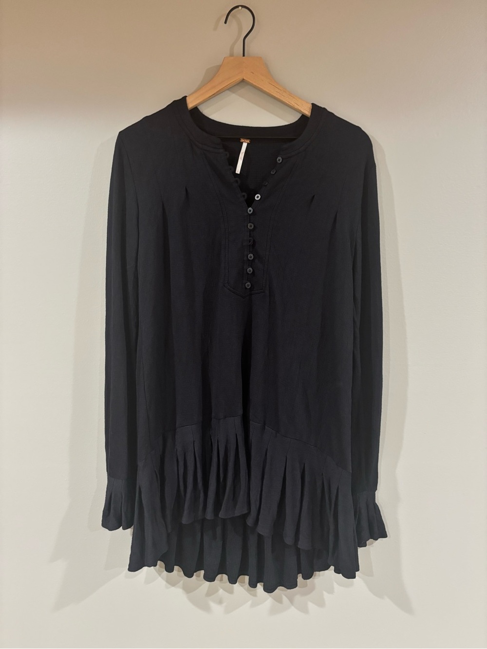 Free People Black Dress size small tier long sleeve